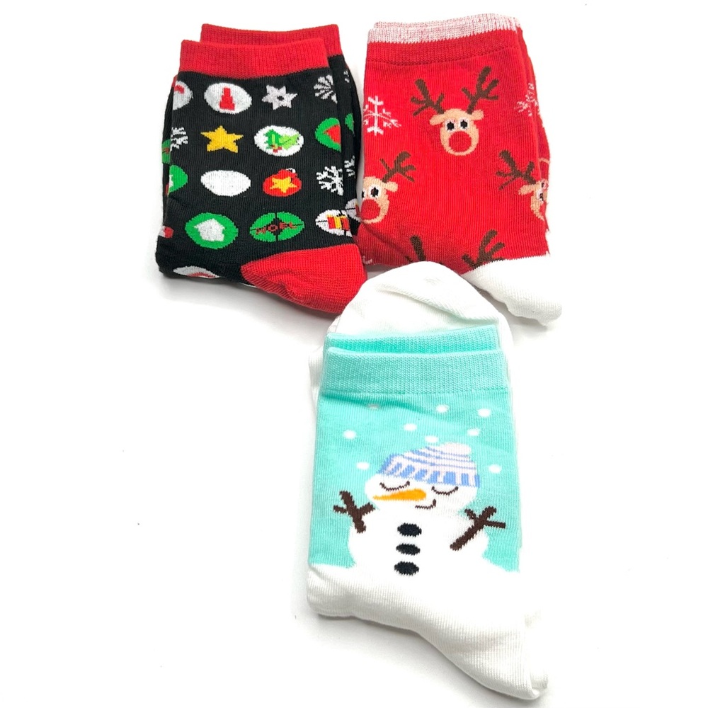 New Holiday Cheer Socks Set - Red, Black, and White - 3 pair